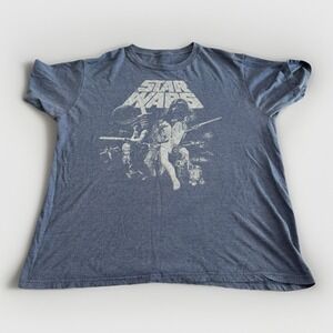 Star Wars Graphic Tee Blue Faded Vintage Style XL